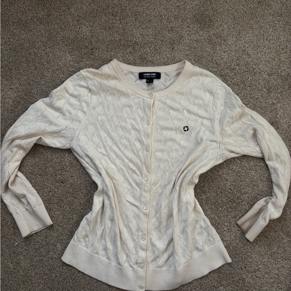 Chase Bank Lands' End Cream Cardigan